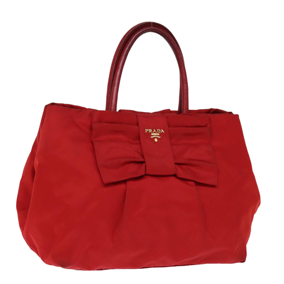 Prada Handbags - PRADA Ribbon Tote Bag Nylon Red Auth 74203